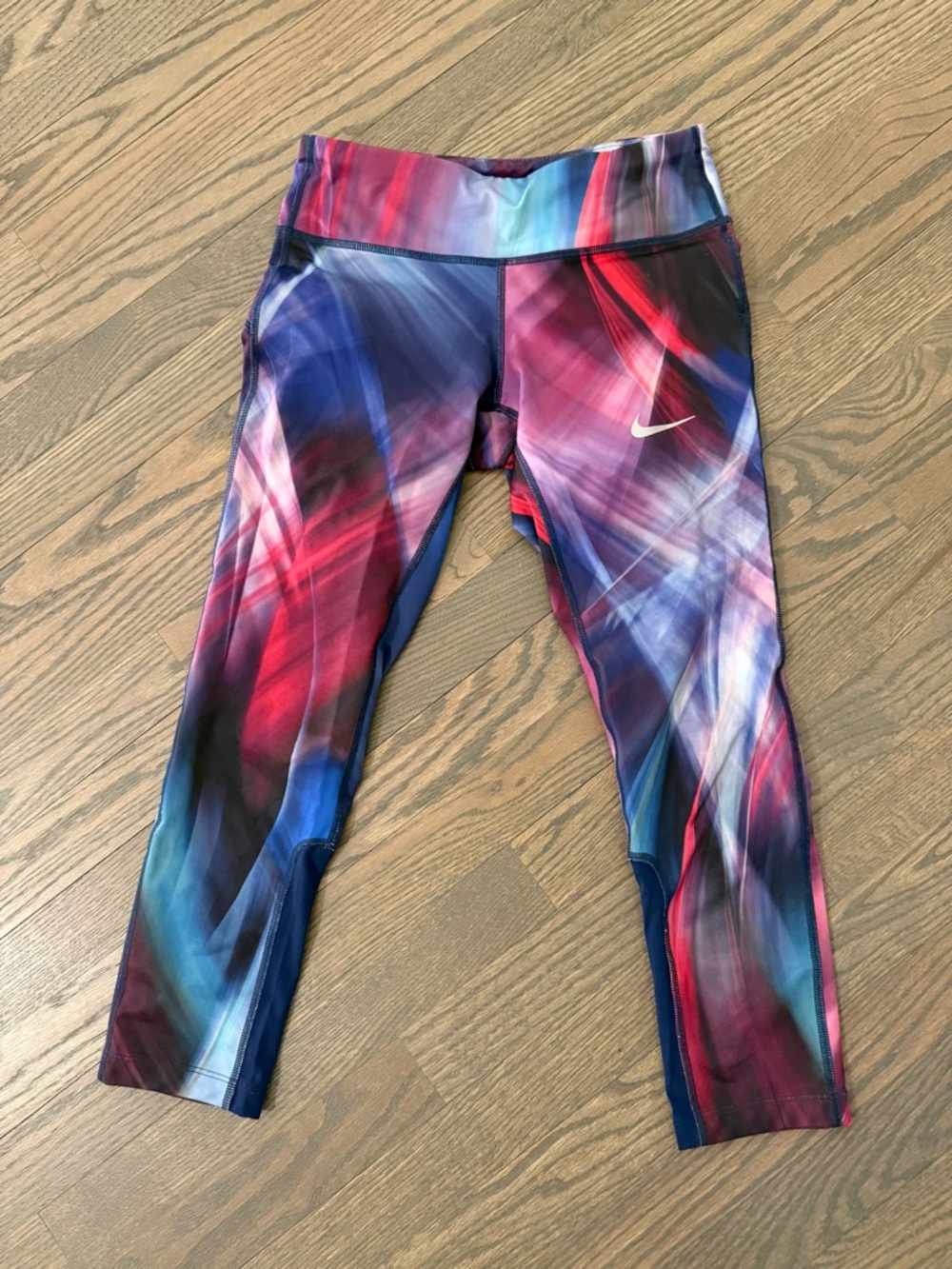Nike Purple and Blue Dri-FIT Capri Leggings